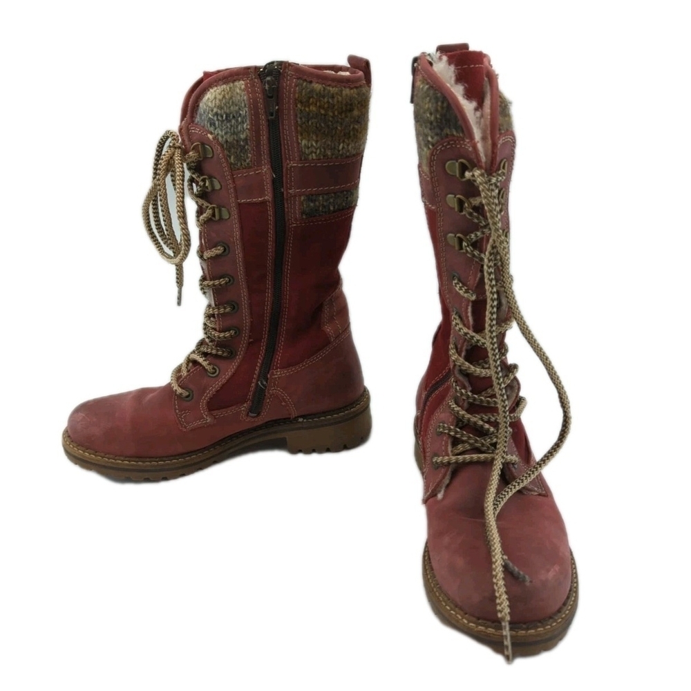 Bos & Co Sherpa Lined Boots Red 12 In Tall Size EU 37